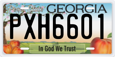 GA license plate PXH6601