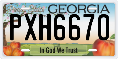 GA license plate PXH6670