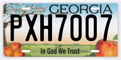 GA license plate PXH7007