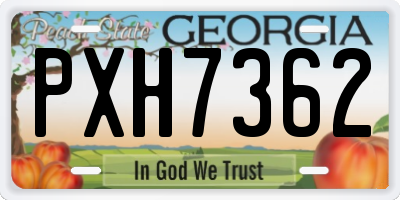 GA license plate PXH7362