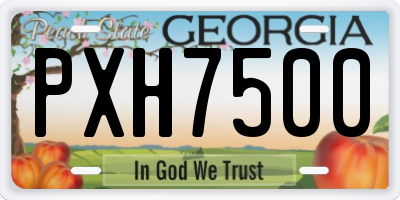 GA license plate PXH7500