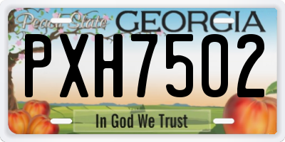 GA license plate PXH7502