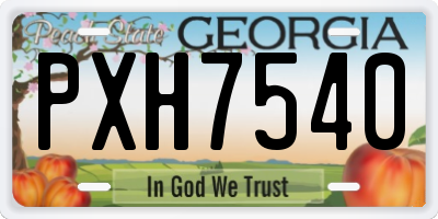 GA license plate PXH7540