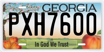 GA license plate PXH7600