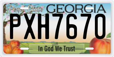 GA license plate PXH7670