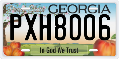 GA license plate PXH8006