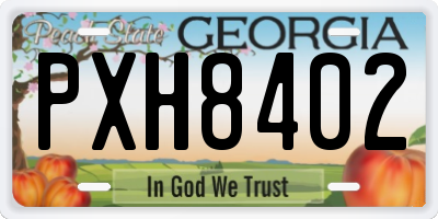 GA license plate PXH8402