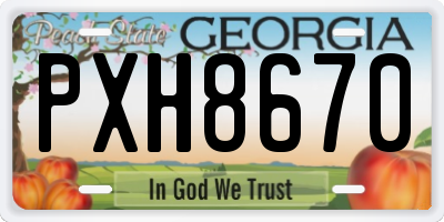 GA license plate PXH8670