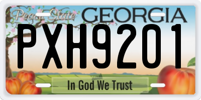 GA license plate PXH9201