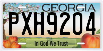 GA license plate PXH9204
