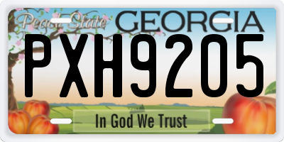 GA license plate PXH9205