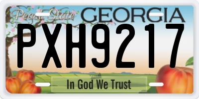 GA license plate PXH9217