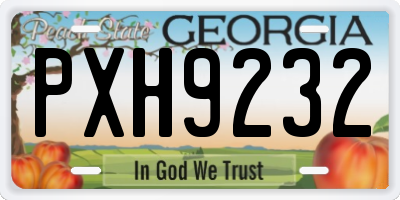 GA license plate PXH9232