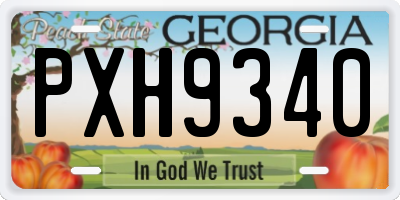 GA license plate PXH9340