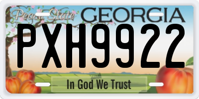 GA license plate PXH9922