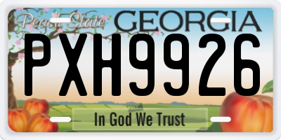 GA license plate PXH9926