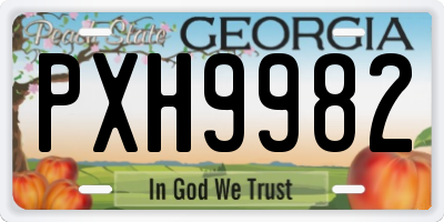 GA license plate PXH9982