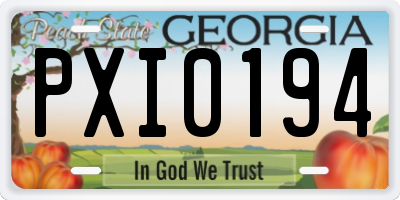 GA license plate PXI0194