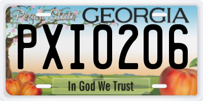 GA license plate PXI0206