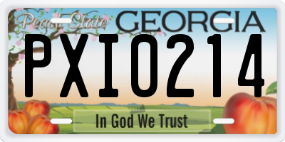 GA license plate PXI0214