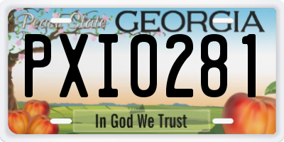 GA license plate PXI0281