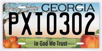 GA license plate PXI0302