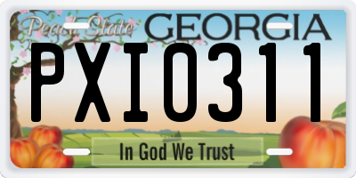 GA license plate PXI0311