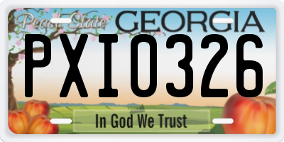 GA license plate PXI0326