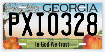 GA license plate PXI0328