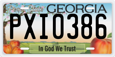 GA license plate PXI0386