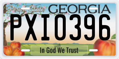 GA license plate PXI0396