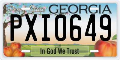 GA license plate PXI0649