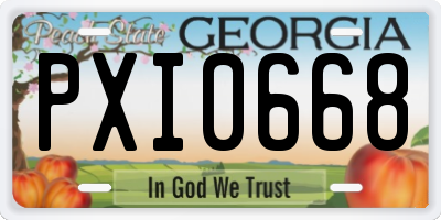 GA license plate PXI0668