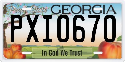 GA license plate PXI0670