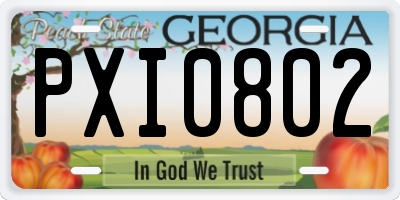 GA license plate PXI0802