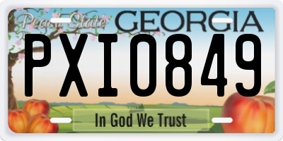 GA license plate PXI0849