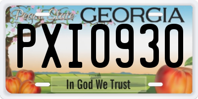 GA license plate PXI0930