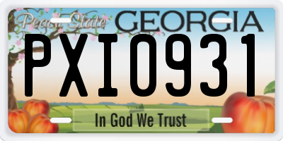 GA license plate PXI0931