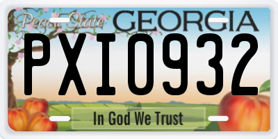 GA license plate PXI0932