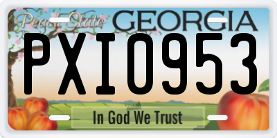 GA license plate PXI0953