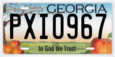 GA license plate PXI0967