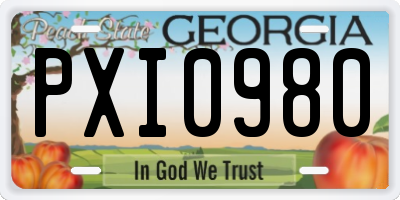 GA license plate PXI0980