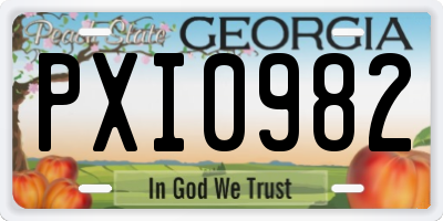 GA license plate PXI0982