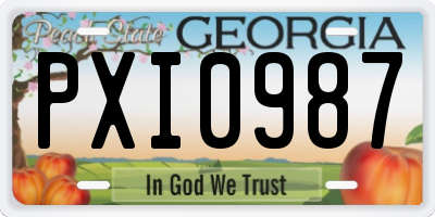 GA license plate PXI0987