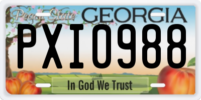 GA license plate PXI0988