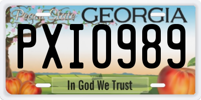 GA license plate PXI0989
