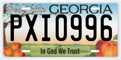GA license plate PXI0996