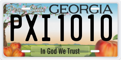 GA license plate PXI1010