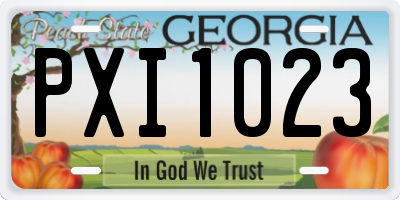 GA license plate PXI1023