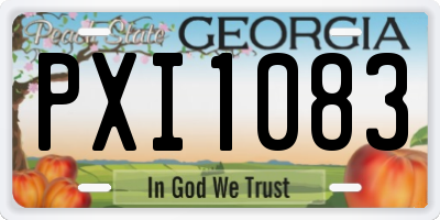 GA license plate PXI1083